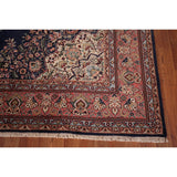 Navy Blue Floral Anatolian Oriental Vintage Rug Handmade Wool Carpet - 7'2" X 10'5"