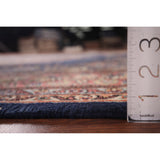 Navy Blue Floral Anatolian Oriental Vintage Rug Handmade Wool Carpet - 7'2" X 10'5"