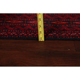 Navy Blue Geometric Balouch Oriental Area Rug Hand-Knotted Carpet - 3'4" x 6'1"