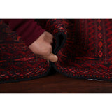 Navy Blue Geometric Balouch Oriental Area Rug Hand-Knotted Carpet - 3'4" x 6'1"