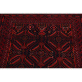 Navy Blue Geometric Balouch Oriental Area Rug Hand-Knotted Carpet - 3'4" x 6'1"