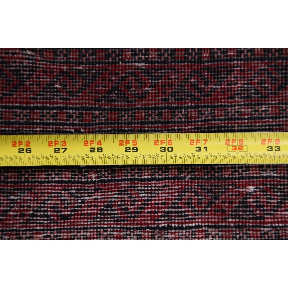 Navy Blue Geometric Balouch Oriental Area Rug Hand-Knotted Carpet - 3'4" x 6'1"
