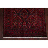 Navy Blue Geometric Balouch Oriental Area Rug Hand-Knotted Carpet - 3'4" x 6'1"