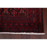 Navy Blue Geometric Balouch Oriental Area Rug Hand-Knotted Carpet - 3'4" x 6'1"