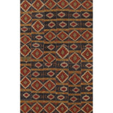 Navy Blue Geometric Kilim Area Rug Hand-Woven Wool Carpet - 5'11"x 9'0"