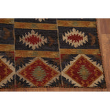 Navy Blue Geometric Kilim Area Rug Hand-Woven Wool Carpet - 5'11"x 9'0"