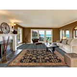 Navy Blue Geometric Oushak Indian Area Rug Handmade Wool Carpet - 8'0"x 10'1"
