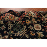 Navy Blue Geometric Oushak Indian Area Rug Handmade Wool Carpet - 8'0"x 10'1"