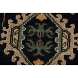 Navy Blue Geometric Oushak Indian Area Rug Handmade Wool Carpet - 8'0"x 10'1"