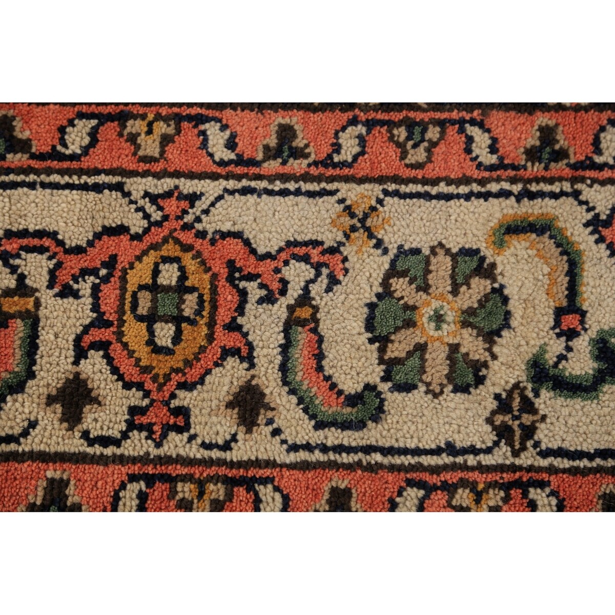Navy Blue Geometric Oushak Indian Area Rug Handmade Wool Carpet - 8'0"x 10'1"