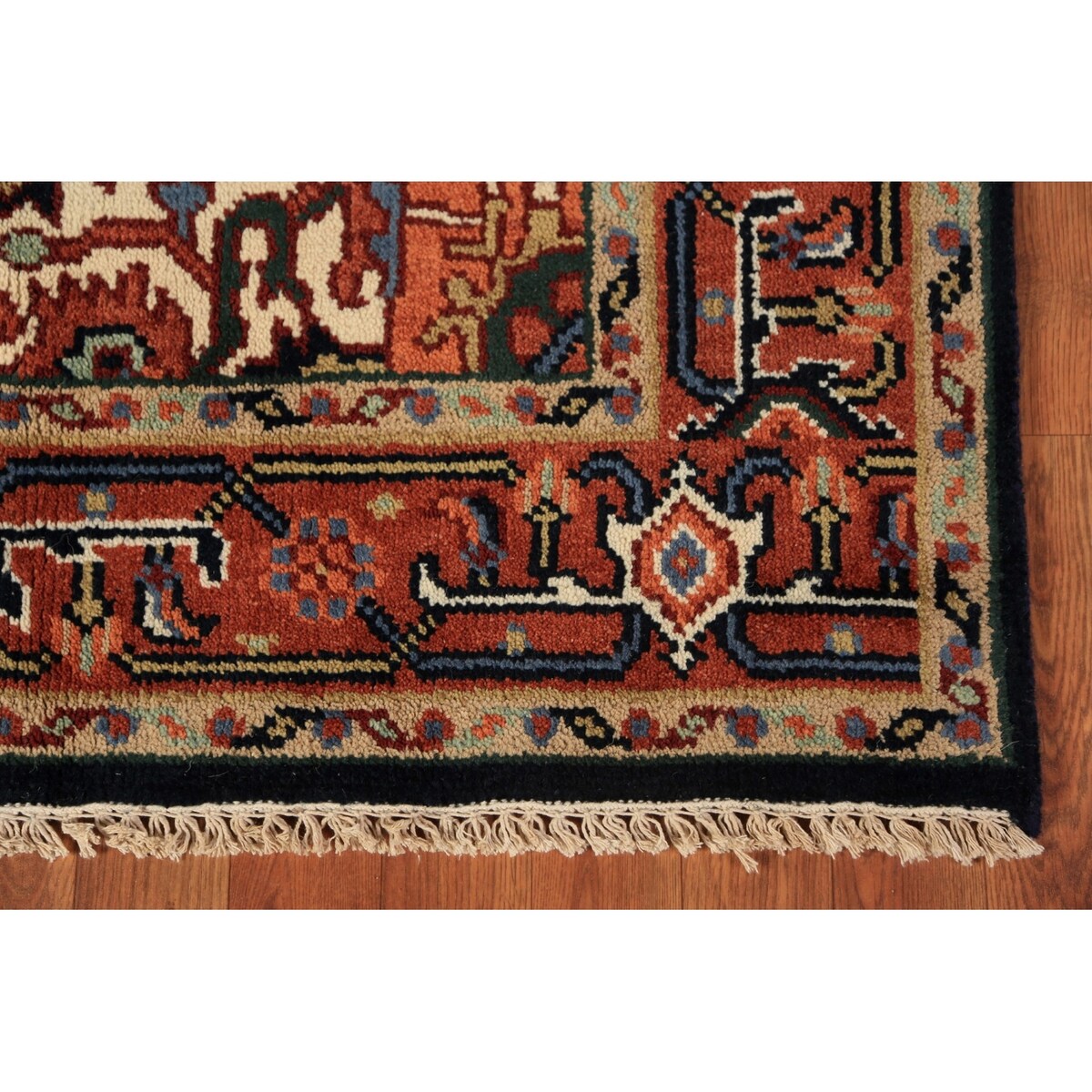 Navy Blue Heriz Serapi Oriental Rug Hand-Knotted Wool Carpet - 3'10"x 6'0"
