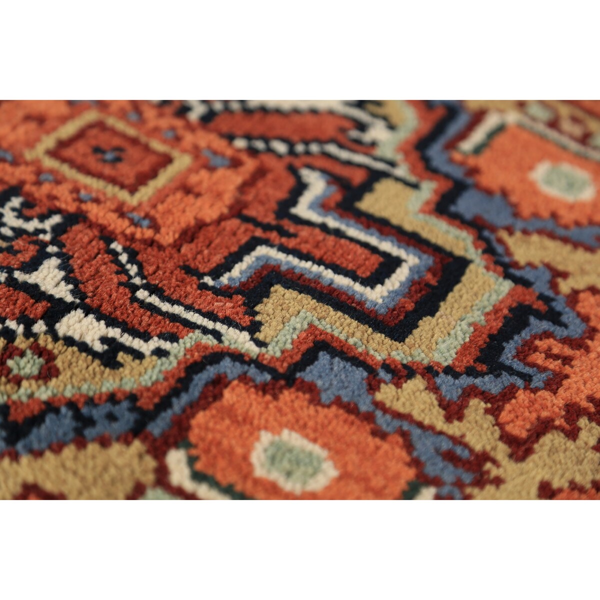 Navy Blue Heriz Serapi Oriental Rug Hand-Knotted Wool Carpet - 3'10"x 6'0"