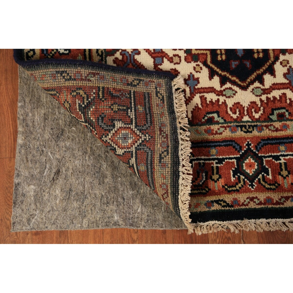 Navy Blue Heriz Serapi Oriental Rug Hand-Knotted Wool Carpet - 3'10"x 6'0"