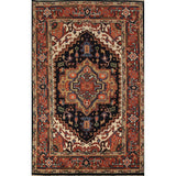 Navy Blue Heriz Serapi Oriental Rug Hand-Knotted Wool Carpet - 3'10"x 6'0"