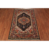 Navy Blue Heriz Serapi Oriental Rug Hand-Knotted Wool Carpet - 3'10"x 6'0"
