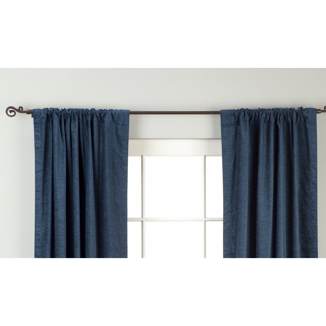 Navy Blue Rod Pocket Velvet Curtain / Drape / Panel - Piece