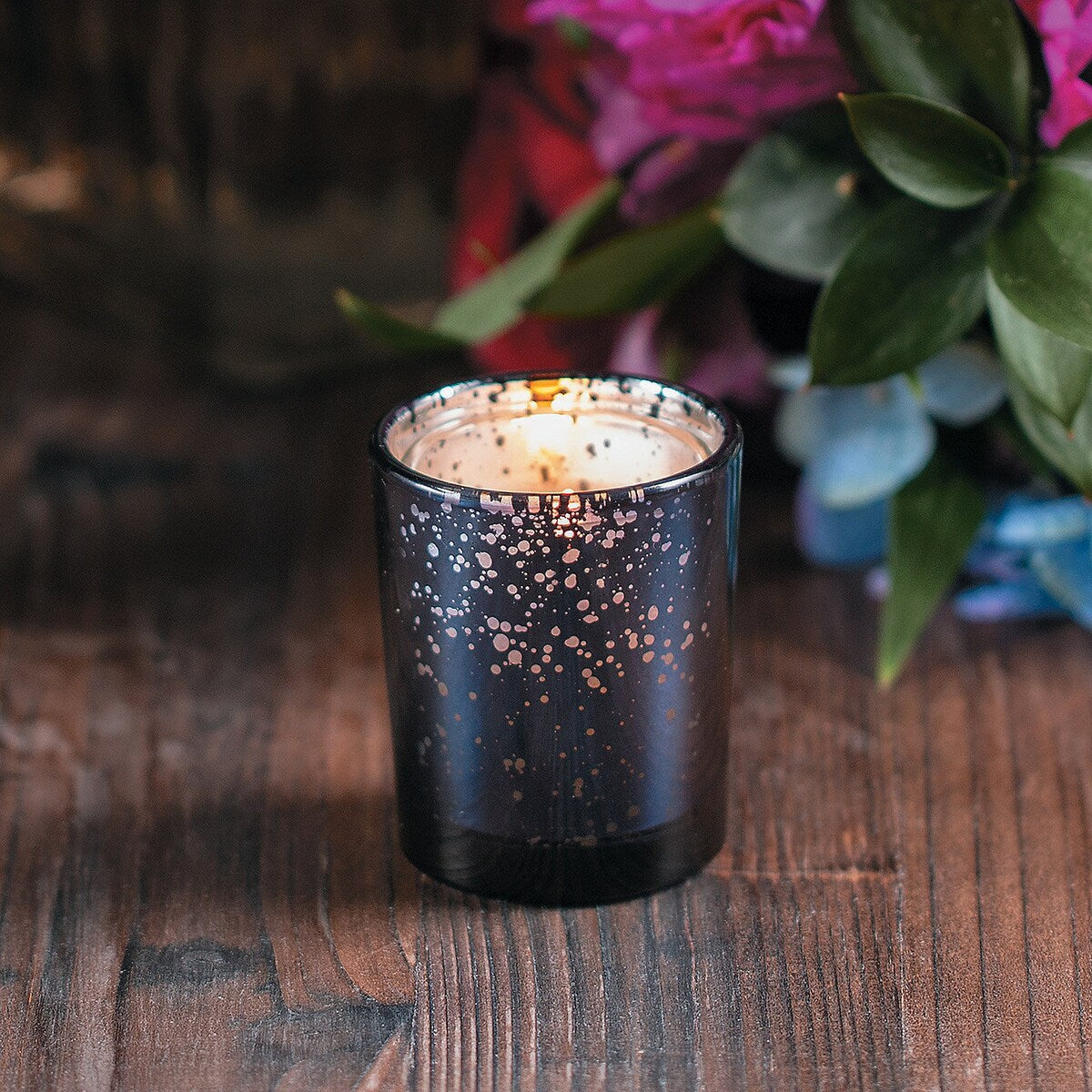 Navy Mercury Glass Votive Holders, Home Decor, 12 Pieces