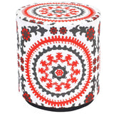 Handmade Navy Red and White Suzy Pouf Ottoman (India)