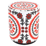 Handmade Navy Red and White Suzy Pouf Ottoman (India)