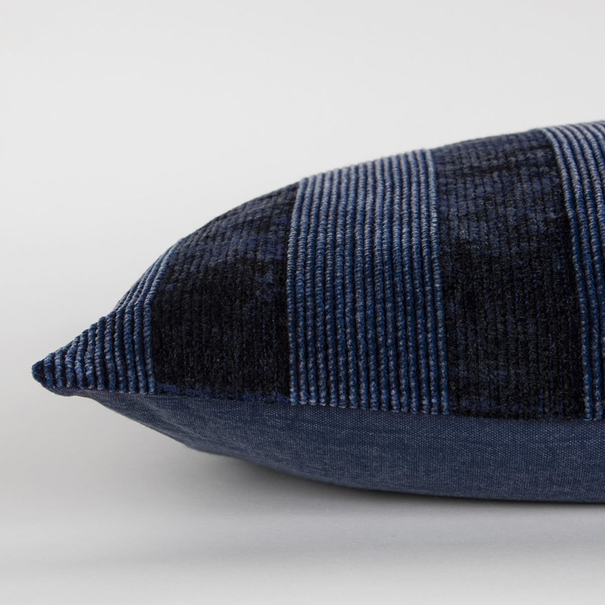 Navy Solid Cotton Applied Throw Pillow
