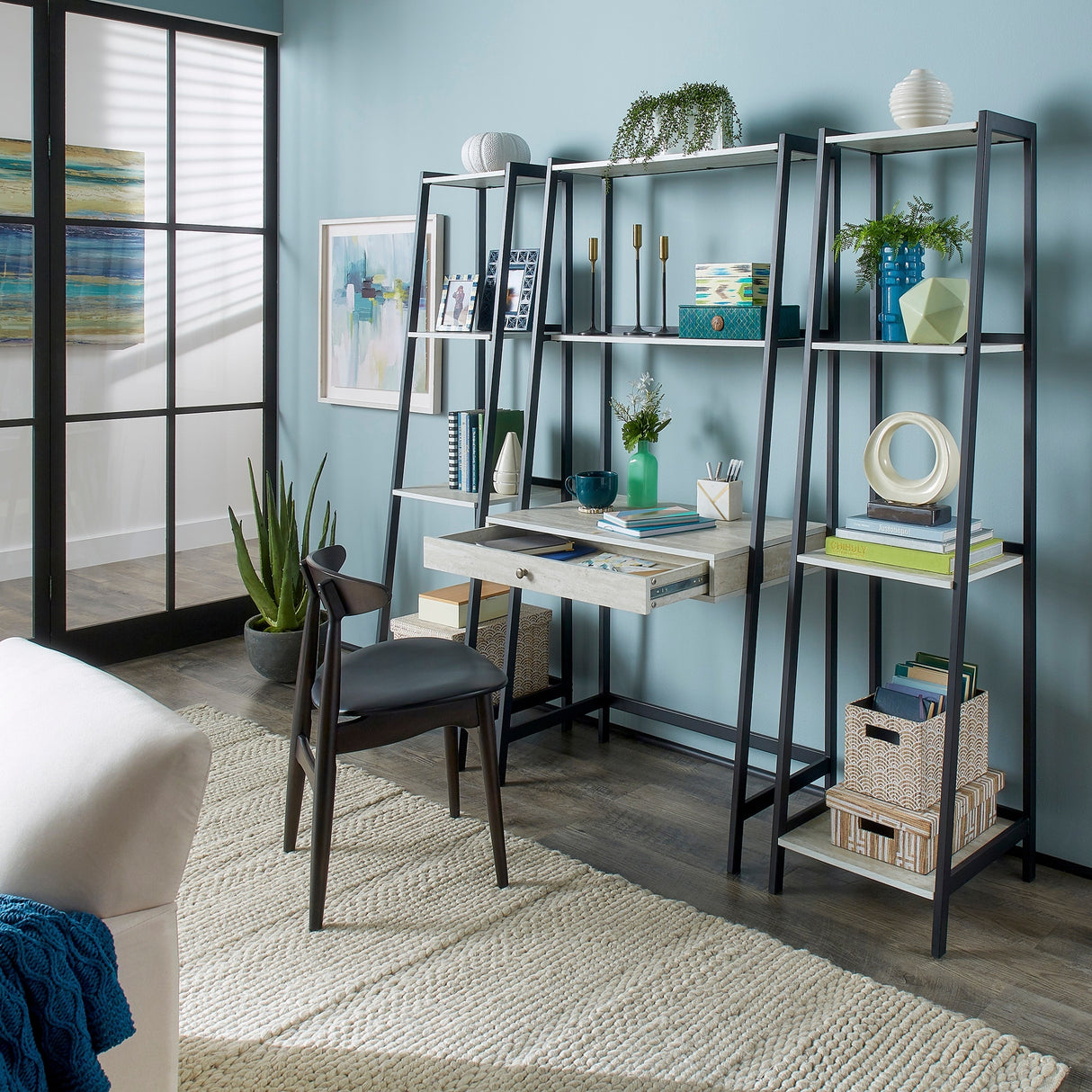 Naya Marble 3-Piece Ladder Desk and Bookcase Set by iNSPIRE Q Modern