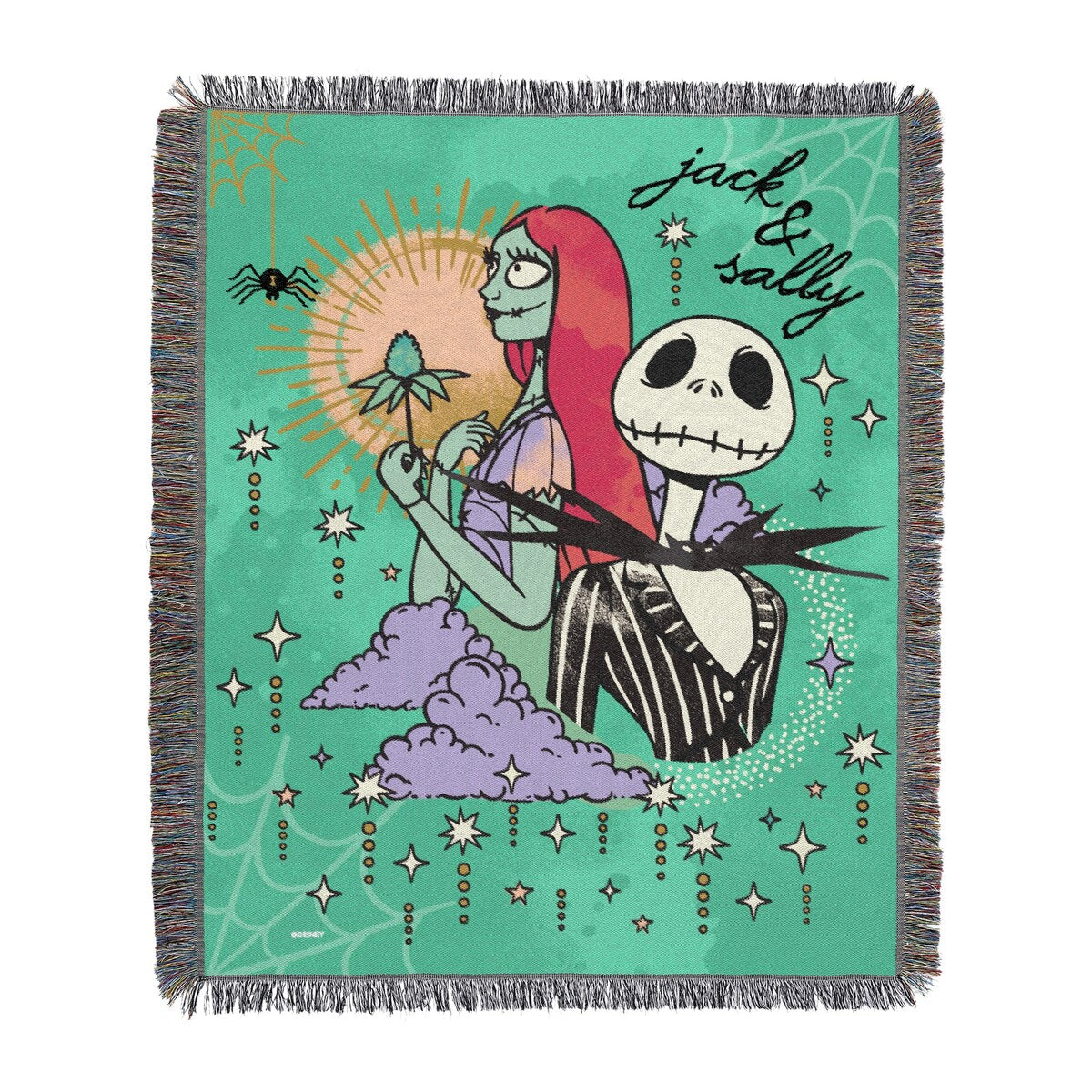 Disney Nightmare Before Christmas Cosmic Couple Woven Tapestry Throw Blanket
