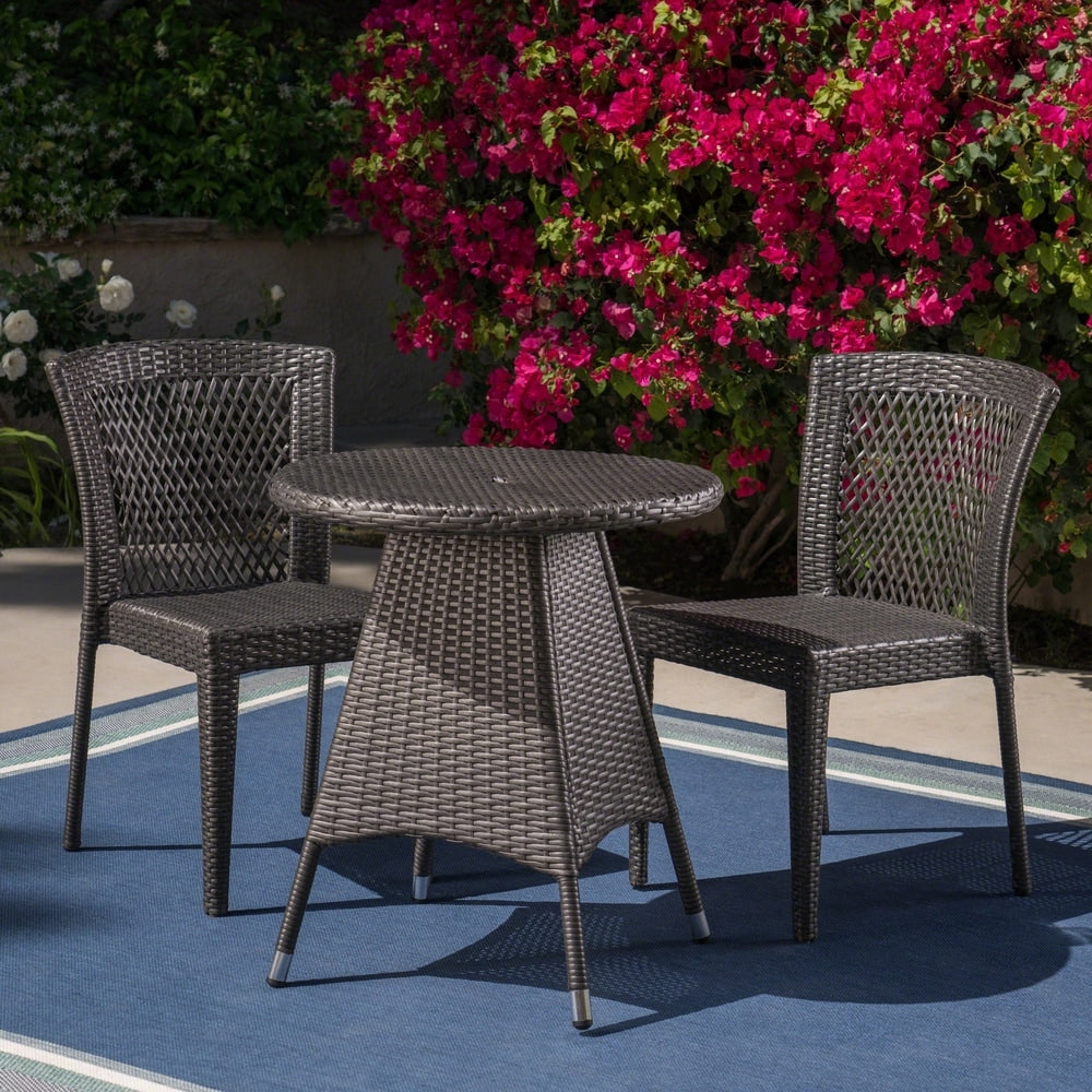 Neal Outdoor 3-piece Wicker Bistro Set by Christopher Knight Home