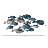 Nearly Natural 3' x 1.5' Coastal Fish Metal Wall Art Decor - 3"Dx3 Ft"Wx1.5 Ft"H