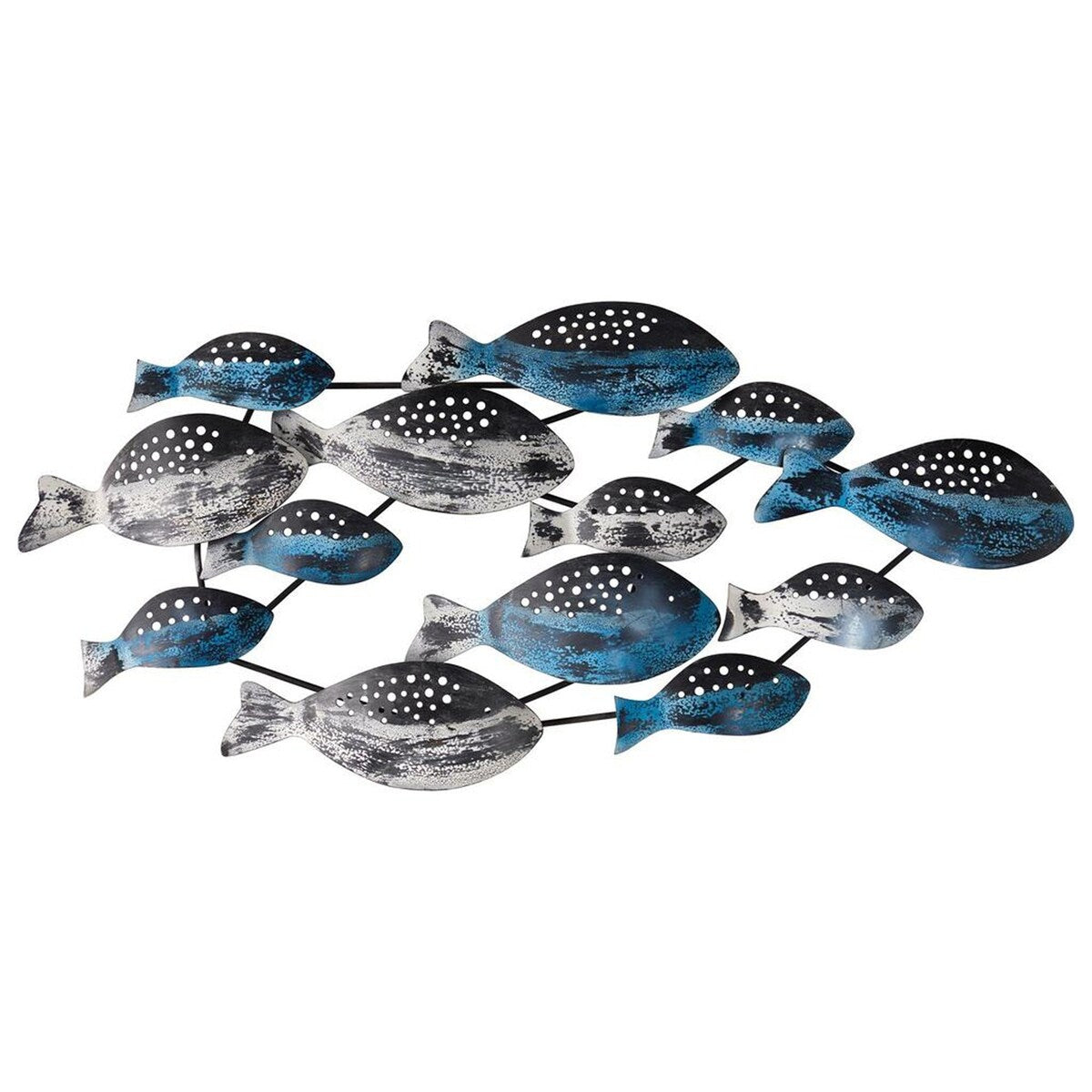 Nearly Natural 3' x 1.5' Coastal Fish Metal Wall Art Decor - 3"Dx3 Ft"Wx1.5 Ft"H