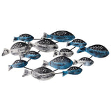 Nearly Natural 3' x 1.5' Coastal Fish Metal Wall Art Decor - 3"Dx3 Ft"Wx1.5 Ft"H