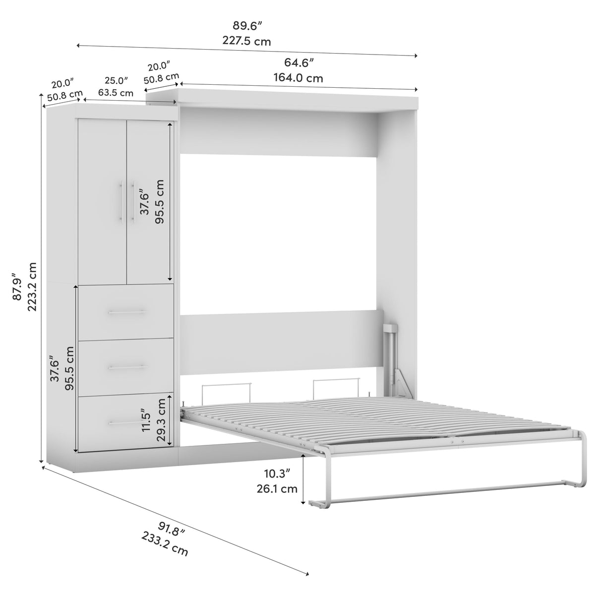 Nebula Queen Murphy Bed with Wardrobe (90W) by Bestar
