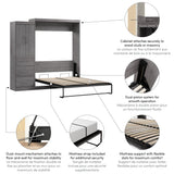 Nebula Queen Murphy Bed with Wardrobe (90W) by Bestar