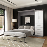 Nebula Queen Murphy Bed with Wardrobe (90W) by Bestar