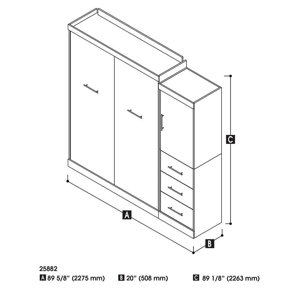 Nebula Queen Murphy Bed with Wardrobe (90W) by Bestar