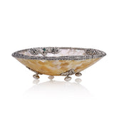 Neda Behnam Home Decor Sterling Silver Mother of Pearl Bowl with Sterling Silver Accents and Quartz Stones