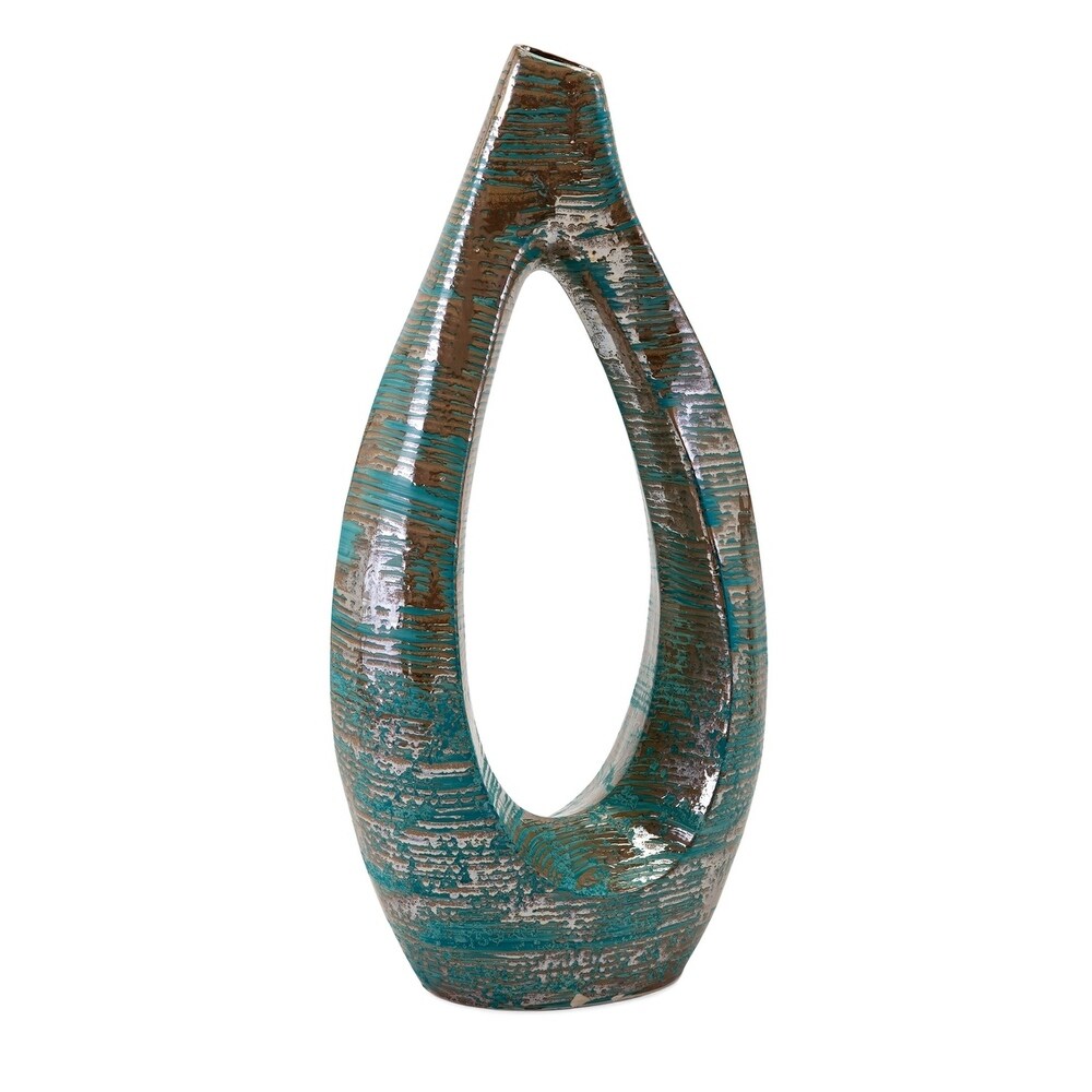 Nehum Teal and Bronze Large Oversized Vase