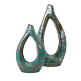 Nehum Teal and Bronze Large Oversized Vase