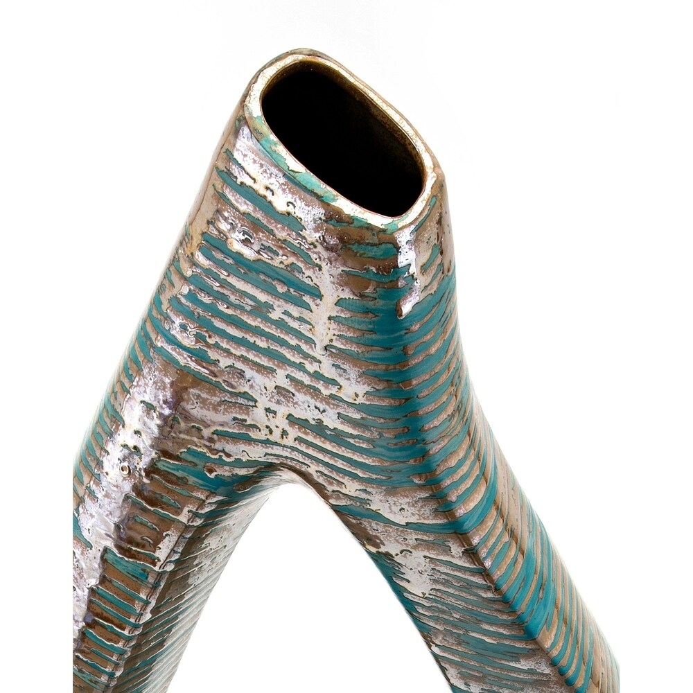 Nehum Teal and Bronze Large Oversized Vase