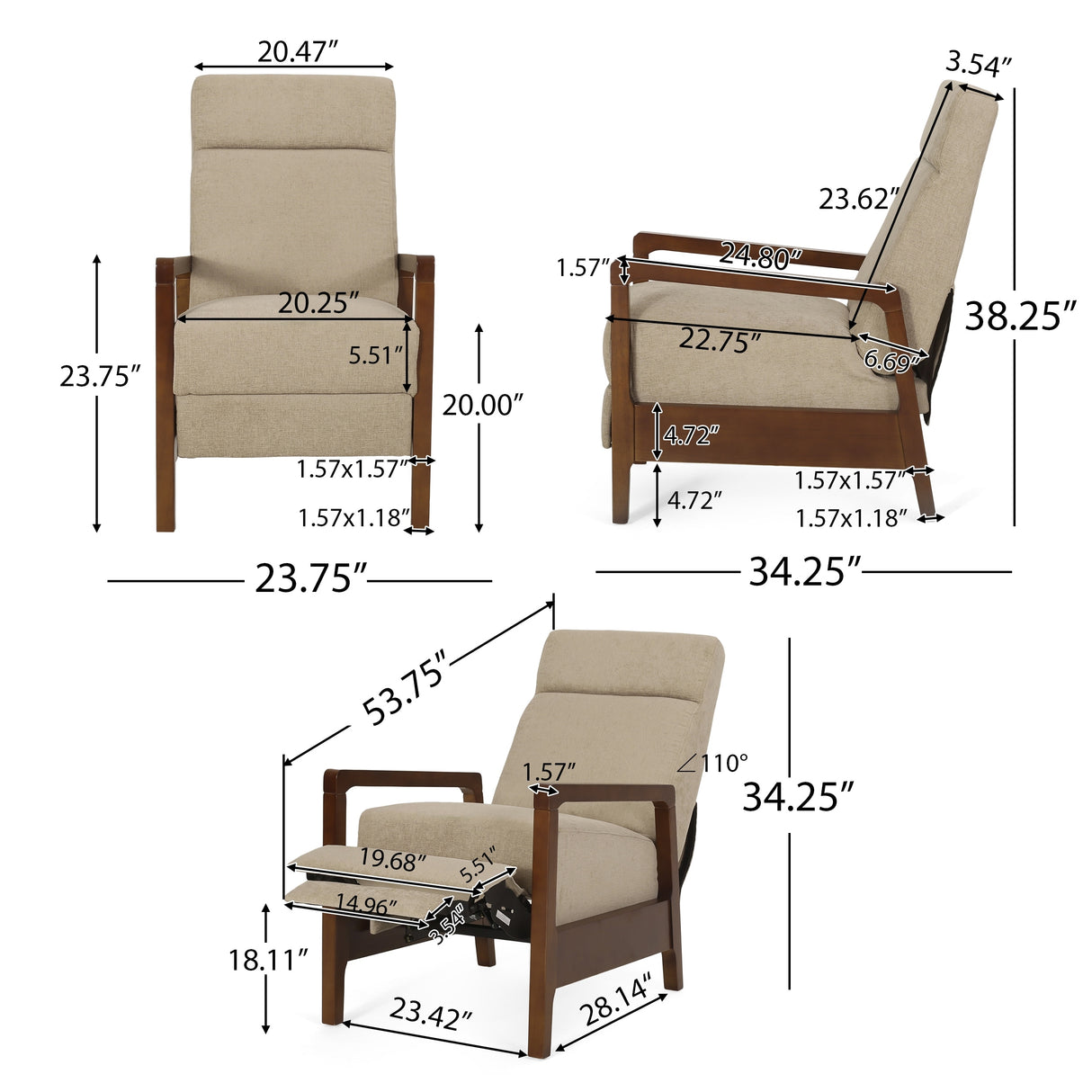 Neihart Waterfall Back Pushback Recliner by Christopher Knight Home