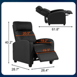 Nell Black 2-Point Massage Recliner Faux Leather Chair by Furniture of America