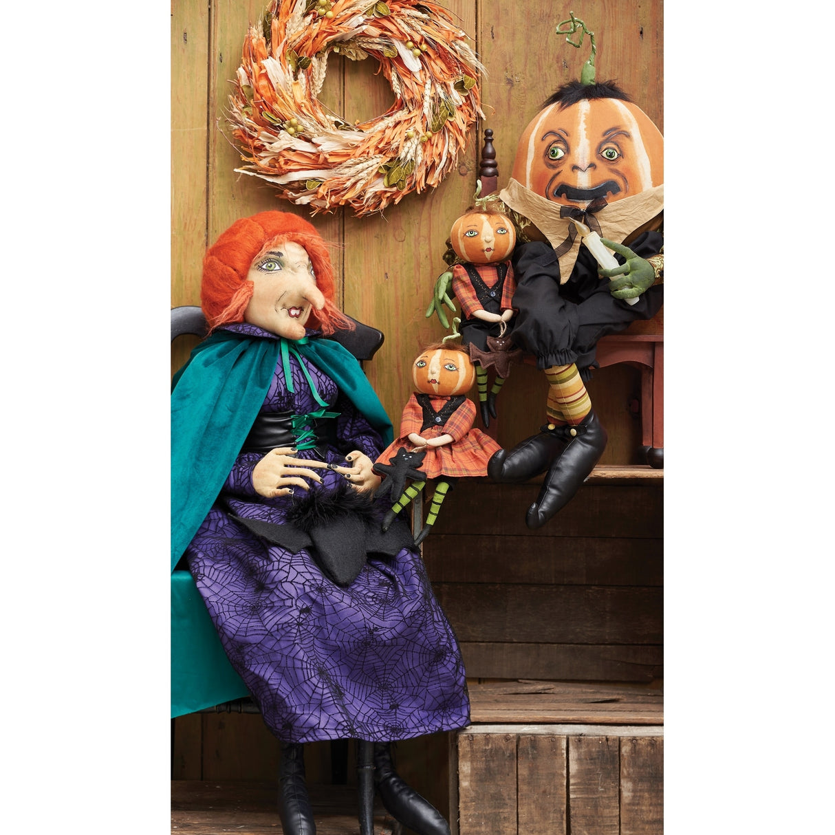 Nelly Pumpkin Head Girl Joe Spencer Gathered Traditions Art Doll - Orange - 13"