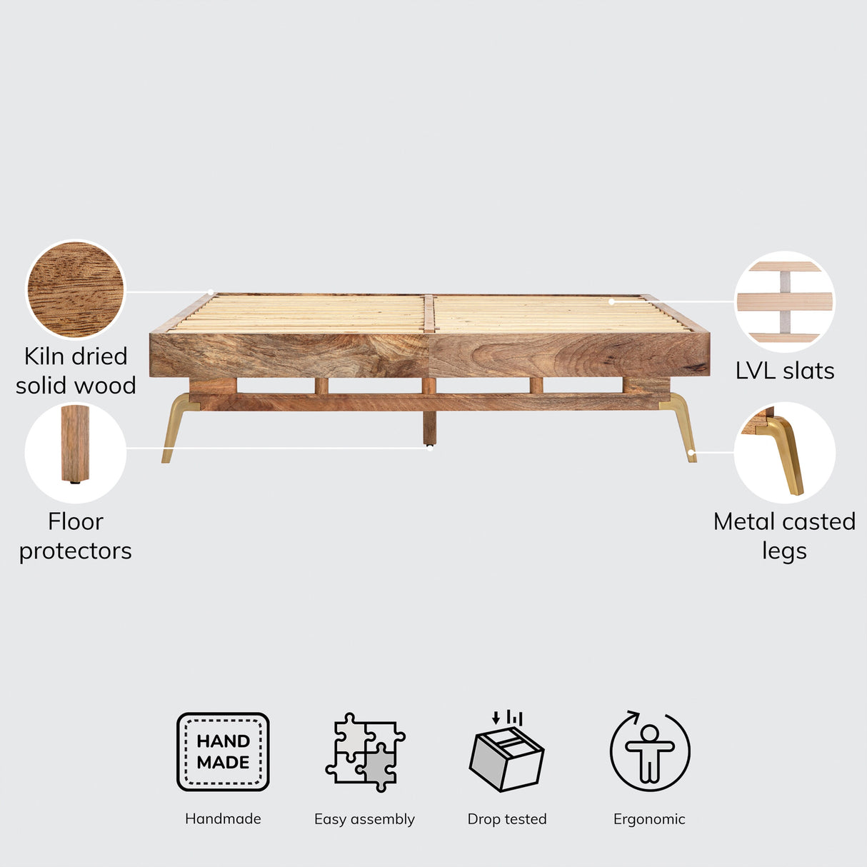 MH London Nelson Mango Rustic Wood Queen-size Platform Bed
