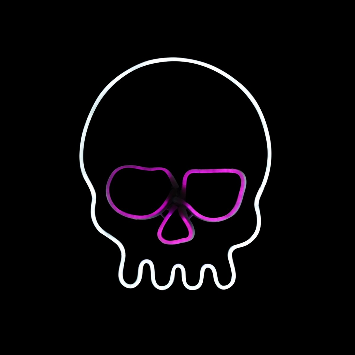Neon Tube LED White Skull with Purple Eyes Hanging Decor
