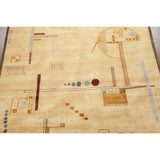 Nepal Graphic Oriental Hand-Knotted Muted Wool Indian Area Rug - 9'10" x 7'10"