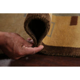 Nepal Graphic Oriental Hand-Knotted Muted Wool Indian Area Rug - 9'10" x 7'10"