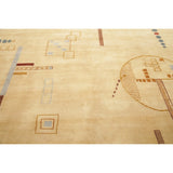 Nepal Graphic Oriental Hand-Knotted Muted Wool Indian Area Rug - 9'10" x 7'10"