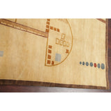 Nepal Graphic Oriental Hand-Knotted Muted Wool Indian Area Rug - 9'10" x 7'10"