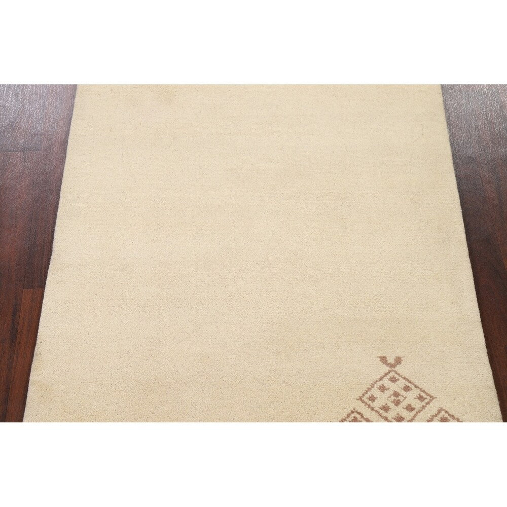Nepalese Tibetan Contemporary Solid Area Rug Handmade Oriental Carpet - 3'11" x 5'8"