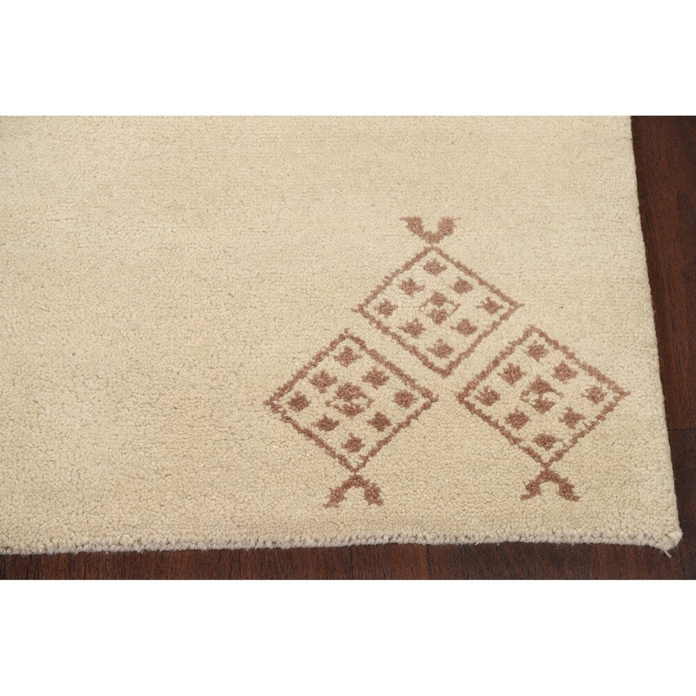 Nepalese Tibetan Contemporary Solid Area Rug Handmade Oriental Carpet - 3'11" x 5'8"
