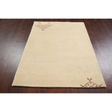 Nepalese Tibetan Contemporary Solid Area Rug Handmade Oriental Carpet - 3'11" x 5'8"